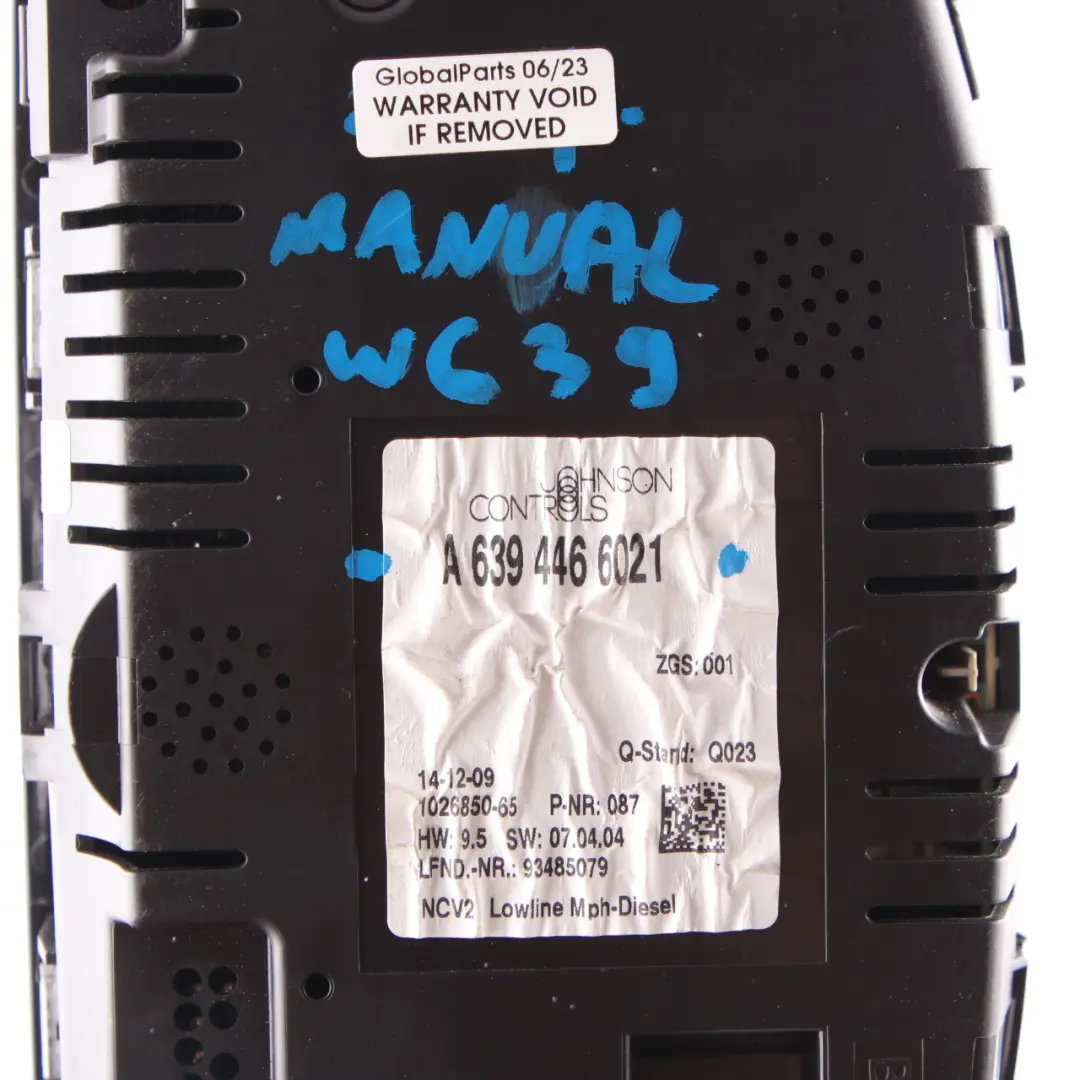 Mercedes Vito W639 Diesel Instrument Cluster Speedo Clocks Manual - SKU rhd-A6394466021 - Part number A6394466021