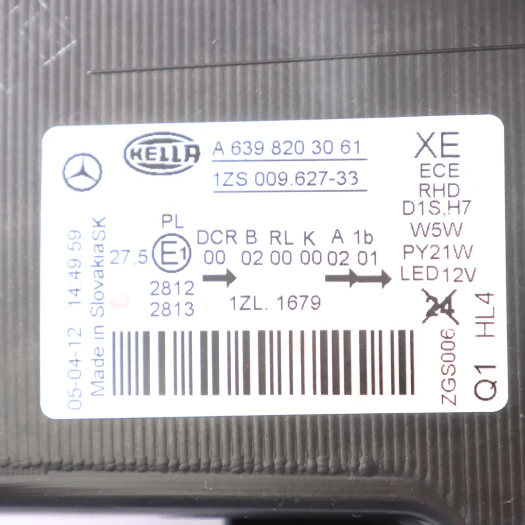 Mercedes Vito W639 Headlamp Headlight Xenon Lamp Front Left N/S - SKU rhd-A6398203061 - Part number A6398203061
