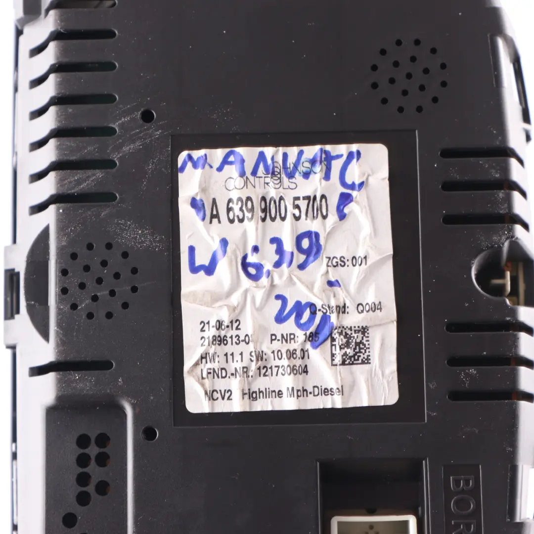 Instrument Cluster Mercedes W639 Vito Diesel Speedo Clocks Manual to with Part number A6399005700 Instrument Cluster Mercedes W639 Vito Diesel Speedo Clocks Manual - SKU rhd-A6399005700 - Part number A6399005700