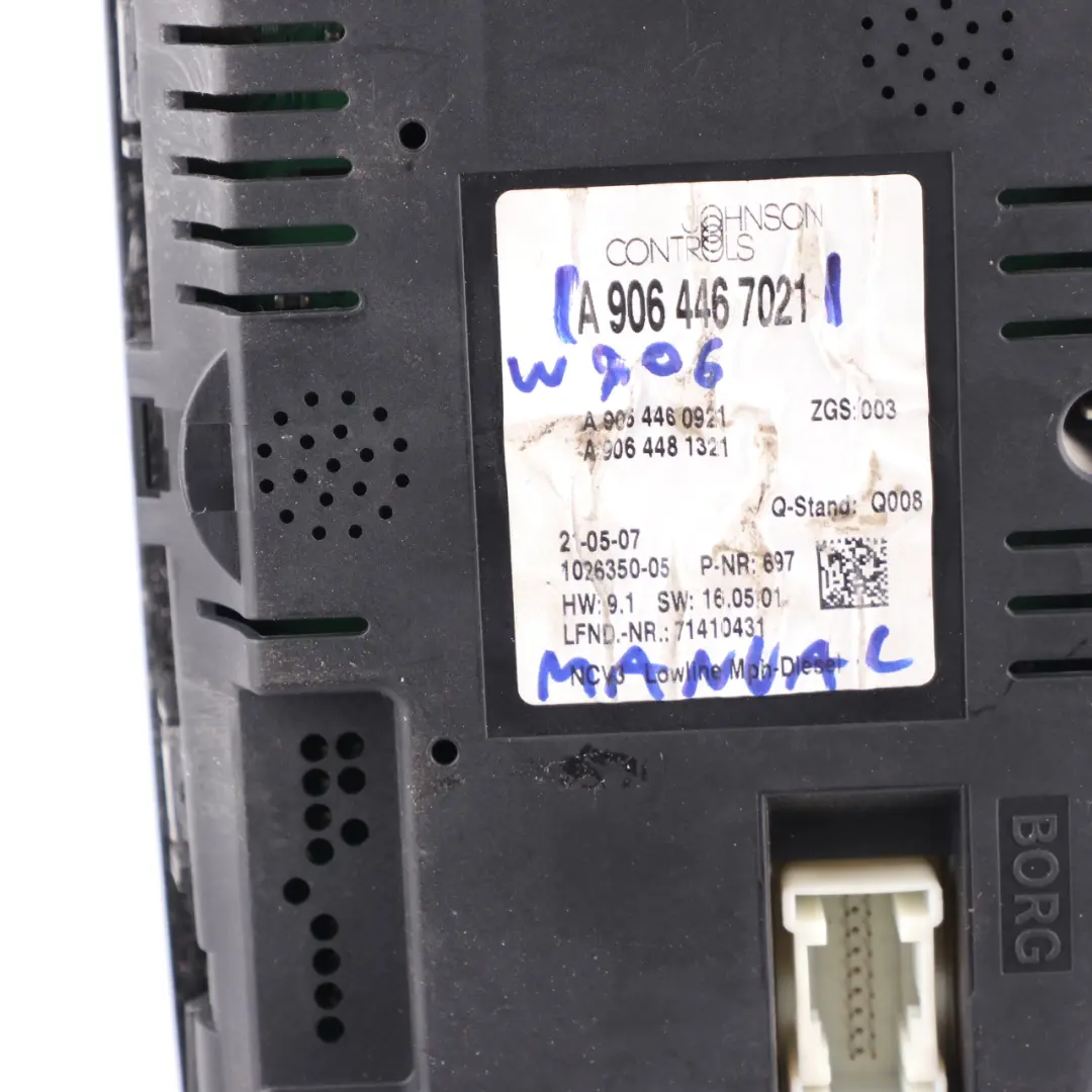 Instrument Cluster Speedo Clocks Meter Manual to Mercedes W906 Diesel with Part number A9064467021 Mercedes W906 Diesel Instrument Cluster Speedo Clocks Meter Manual - SKU rhd-A9064467021 - Part number A9064467021