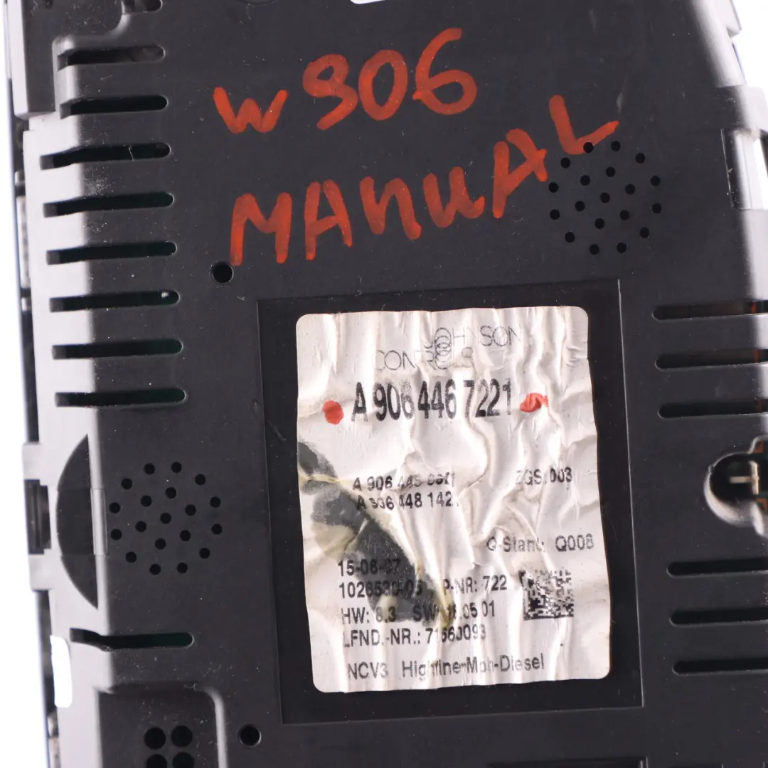 Instrument Cluster Speedo Clocks Meter Manual to Mercedes W906 Diesel with Part number A9064467221 Mercedes W906 Diesel Instrument Cluster Speedo Clocks Meter Manual - SKU rhd-A9064467221 - Part number A9064467221