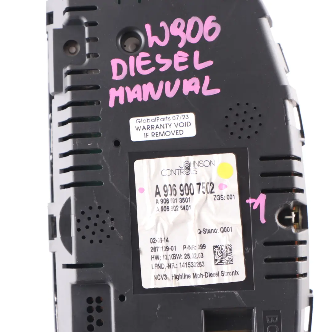 Instrument Cluster Speedo Clocks Meter Manual to Mercedes W906 Diesel with Part number A9069007502 Mercedes W906 Diesel Instrument Cluster Speedo Clocks Meter Manual - SKU rhd-A9069007502-1 - Part number A9069007502