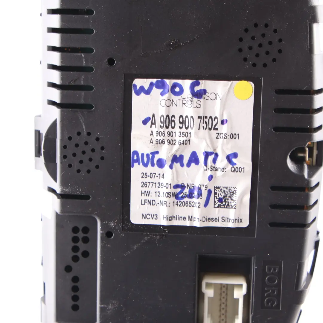 Instrument Cluster Speedo Clocks Automatic to Mercedes W906 Diesel with Part number A9069007502 Mercedes W906 Diesel Instrument Cluster Speedo Clocks Automatic - SKU rhd-A9069007502 - Part number A9069007502