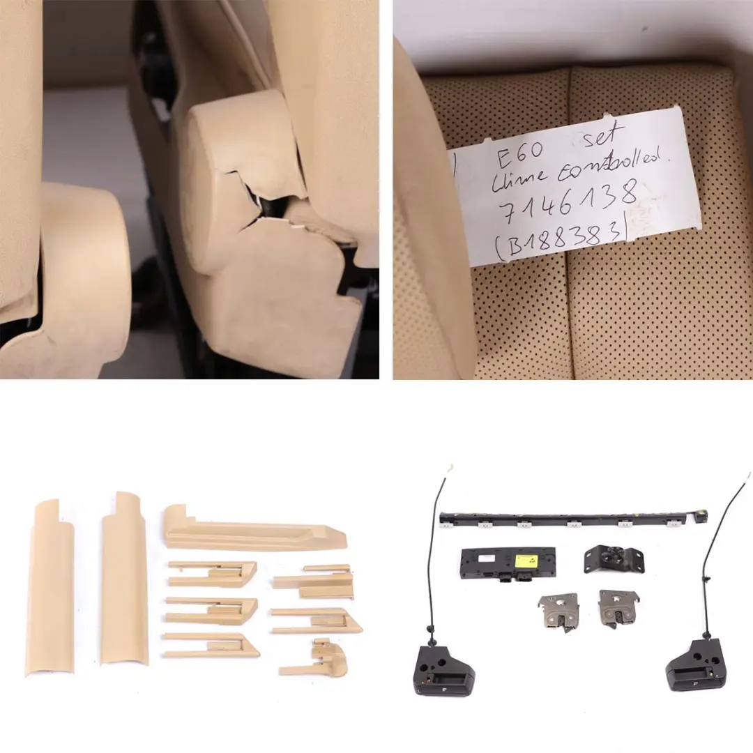 Climate Leather Nasca Beige Interior Seats Seat Memory to BMW E60 Comfort with Part number 7146138 BMW E60 Comfort Climate Leather Nasca Beige Interior Seats Seat Memory - SKU rhd-E60 Beige Leather Seats Active Comfort - Part number 7146138