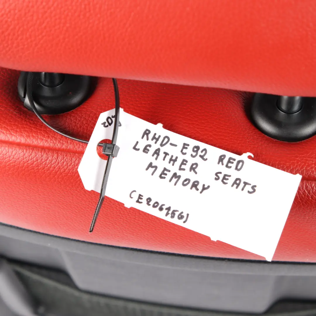 Leather Interior Seats Lumbar Memory With Door Cards to BMW Coupe M Sport Red with Part number E92 BMW Coupe M Sport Red Leather Interior Seats Lumbar Memory With Door Cards - SKU rhd-E92 Red Leather Seats Memory - Part number E92