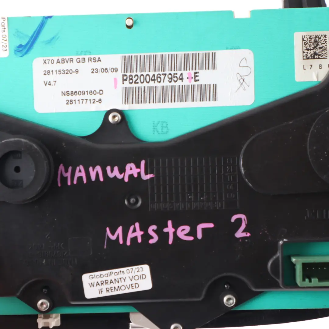 Renault Master 2 Diesel Instrument Cluster Speedo Clocks Manual - SKU rhd-P8200467954 - Part number P8200467954