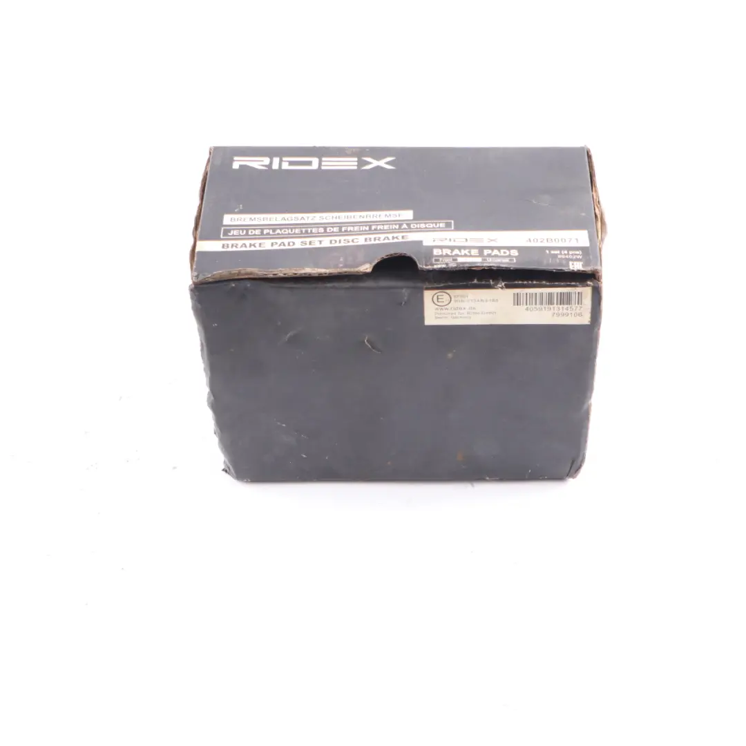 Ridex Wheel Rear Left Right Brake Pads Set Pad 402B0071 to BMW E90 E91 E92 with Part number Ridex Pad 402B0071 BMW E90 E91 E92 Ridex Wheel Rear Left Right Brake Pads Set Pad 402B0071 - SKU Ridex Pad 402B0071 - Part number Ridex Pad 402B0071