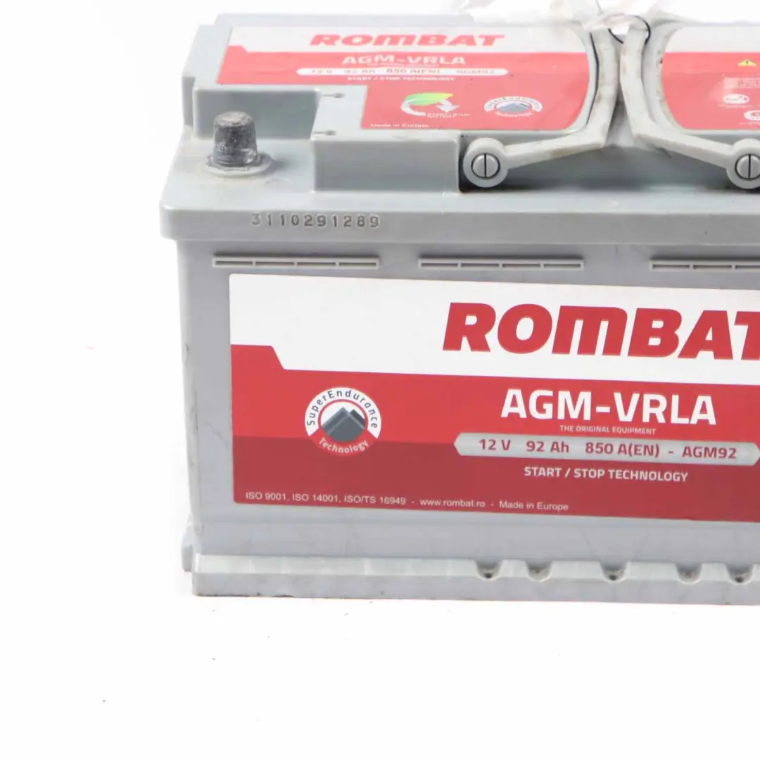  ROMBAT AGM-VRLA Start Stop Accumulator Battery 92Ah 850A 12V AGM92 - SKU ROMBAT AGM-VRLA 92Ah Accumulator - Part number ROMBAT AGM-VRLA 92Ah Accumulator
