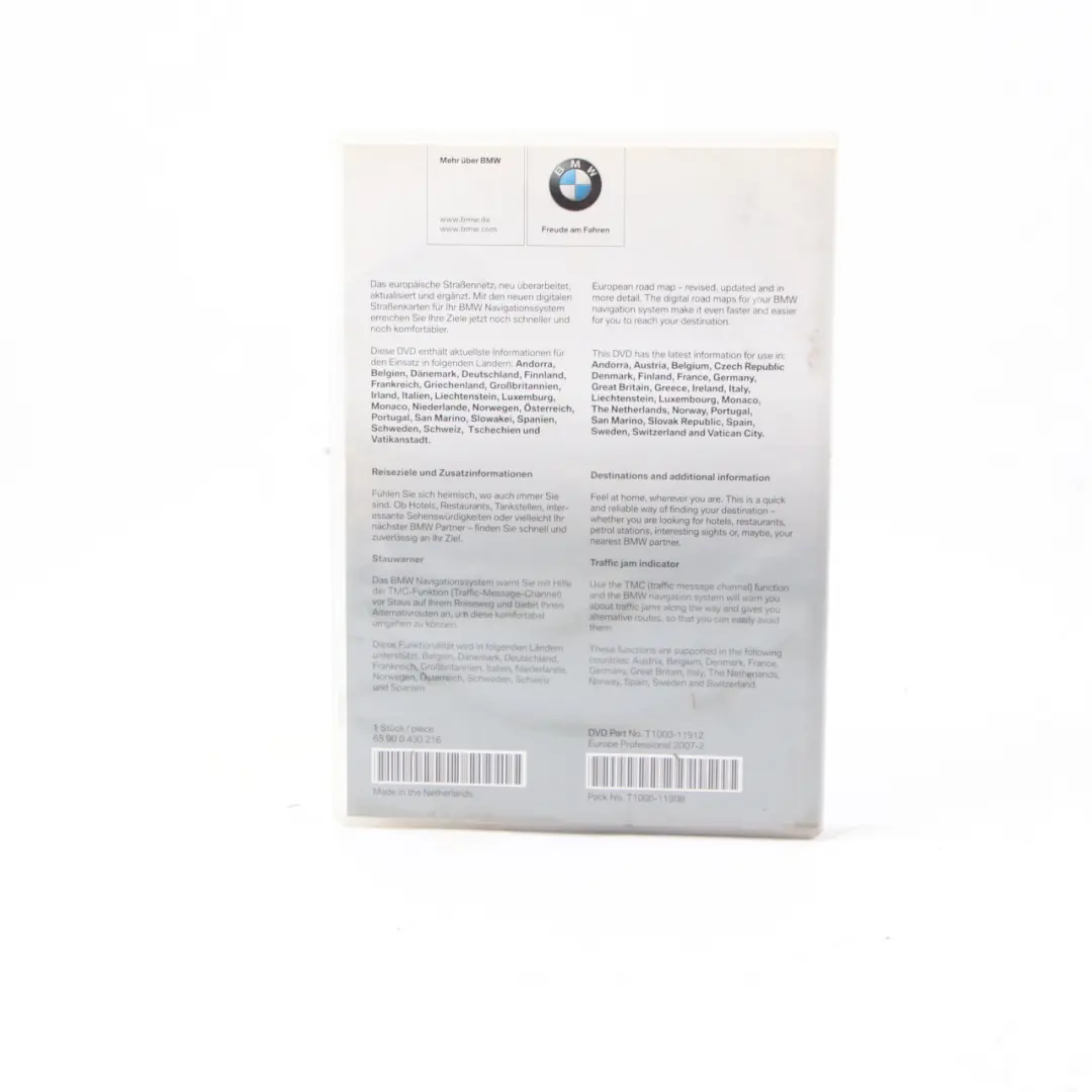 Disc Professional Navigation 07-02 Navteq DVD Road Map Europe to BMW with Part number T1000-11912 BMW Disc Professional Navigation 07-02 Navteq DVD Road Map Europe - SKU T1000-11912 - Part number T1000-11912