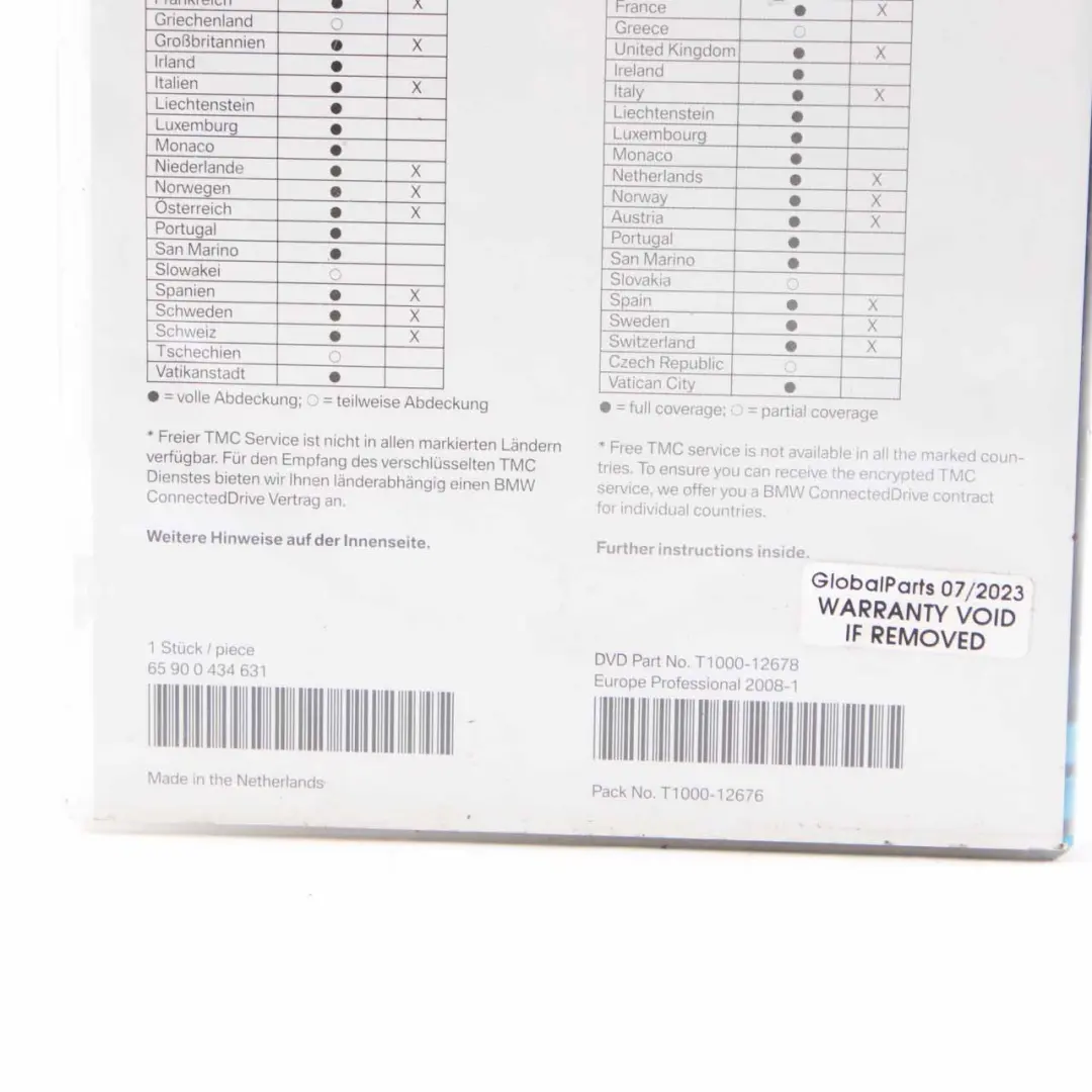 Disc Professional Navigation 08-1 DVD Road Map Europe to BMW with Part number T1000-12678 BMW Disc Professional Navigation 08-1 DVD Road Map Europe - SKU T1000-12678 - Part number T1000-12678