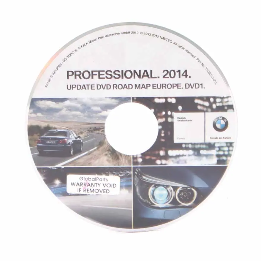 Disc Professional Navigation 2014 DVD Road Map Europe to BMW with Part number T1000-21053 BMW Disc Professional Navigation 2014 DVD Road Map Europe - SKU T1000-21053 - Part number T1000-21053