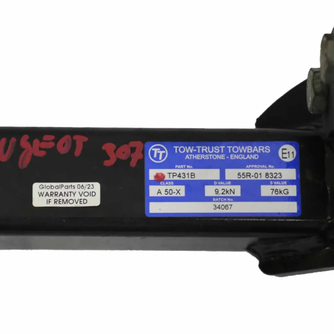 Anhängerkupplung Tow-Trust Abschleppstange hinten Anhänger für Peugeot 3008 mit Teilenummer TP431B Peugeot 3008 Anhängerkupplung Tow-Trust Abschleppstange hinten Anhänger - SKU TP431B - Teilenummer TP431B