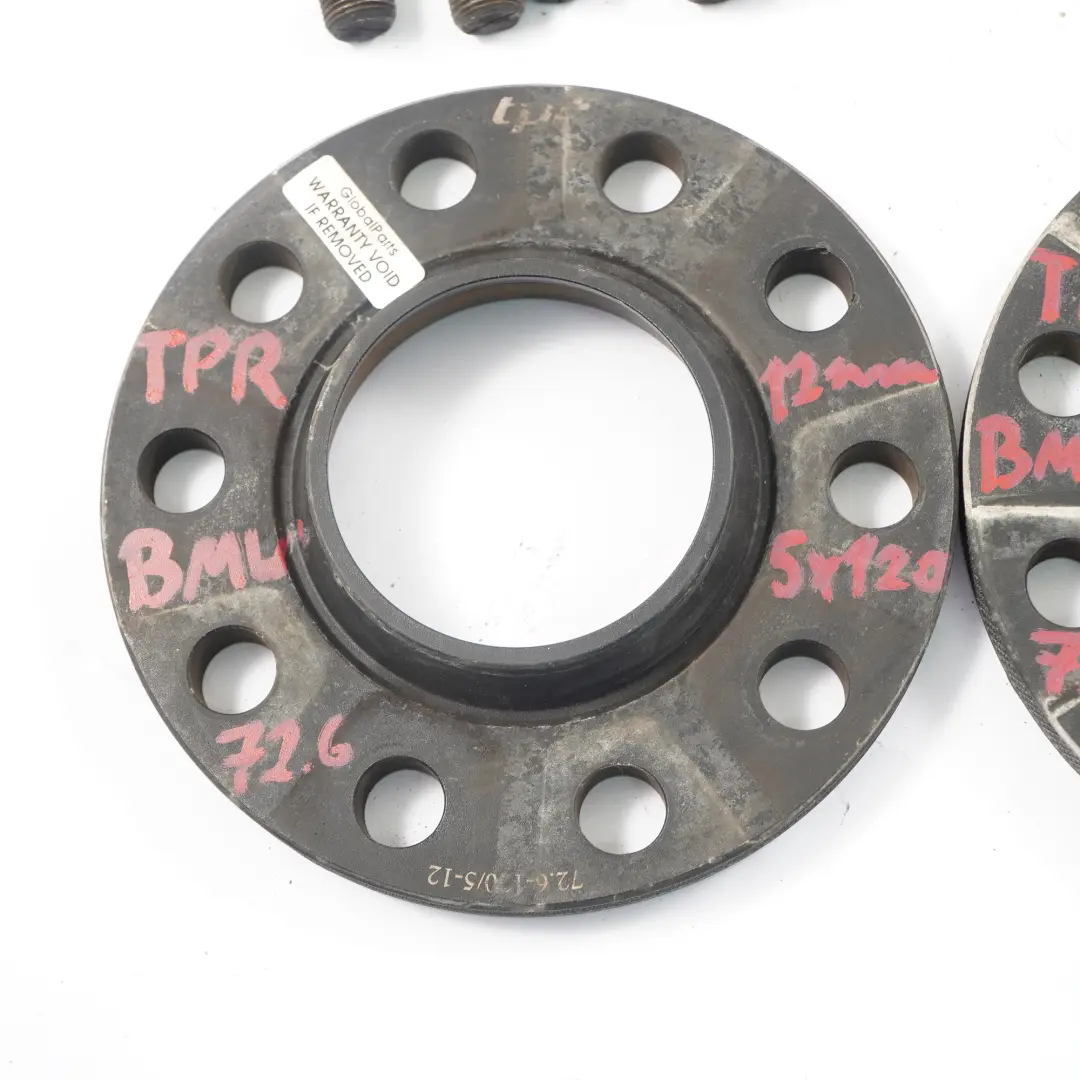  TPR Alloy Wheel Spacers Hubcentric Shims BMW 5x120 72.6mm 12mm Pair + Bolts - SKU TPR BMW Spacers - Part number MTEC BMW Spacers