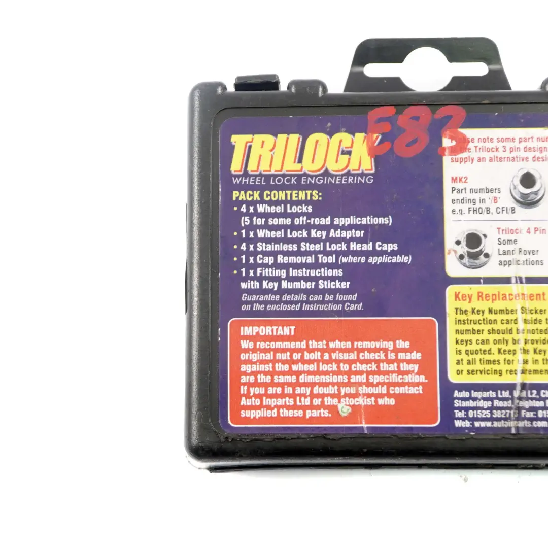 Bloccaggio ruote lega Serrature dado di sicurezza Set Trilock per BMW E65 X3 E83 con numero di parte Trilock Bolts E83 BMW E65 X3 E83 Bloccaggio ruote lega Serrature dado di sicurezza Set Trilock - SKU Trilock Bolts E83 - Numero di parte Trilock Bolts E83