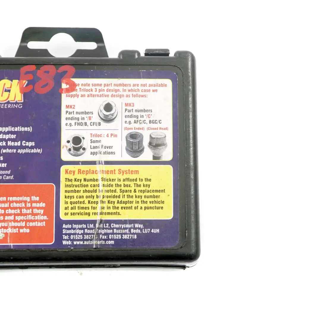 Satz Radschraubensicherung Carflow Trilock M12x1.5 für BMW X3 7 er E65 E66 E83 mit Teilenummer Trilock Bolts E83 BMW X3 7 er E65 E66 E83 Satz Radschraubensicherung Carflow Trilock M12x1.5 - SKU Trilock Bolts E83 - Teilenummer Trilock Bolts E83