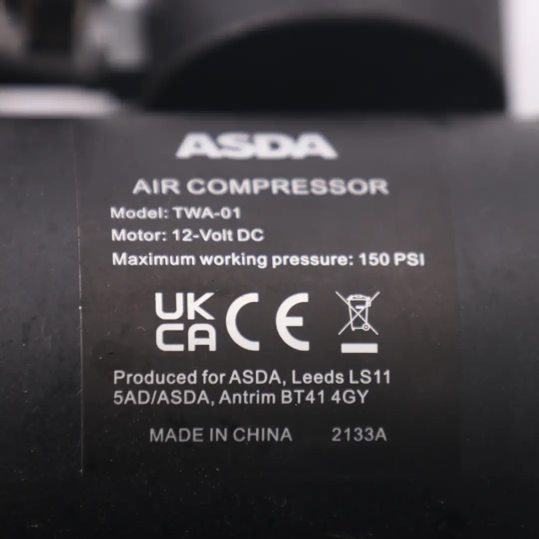 ASDA Air Compressor Emergency Tool Tire Compressor Wheel Pump 150 PSI  - SKU TWA-01 - Part number TWA-01