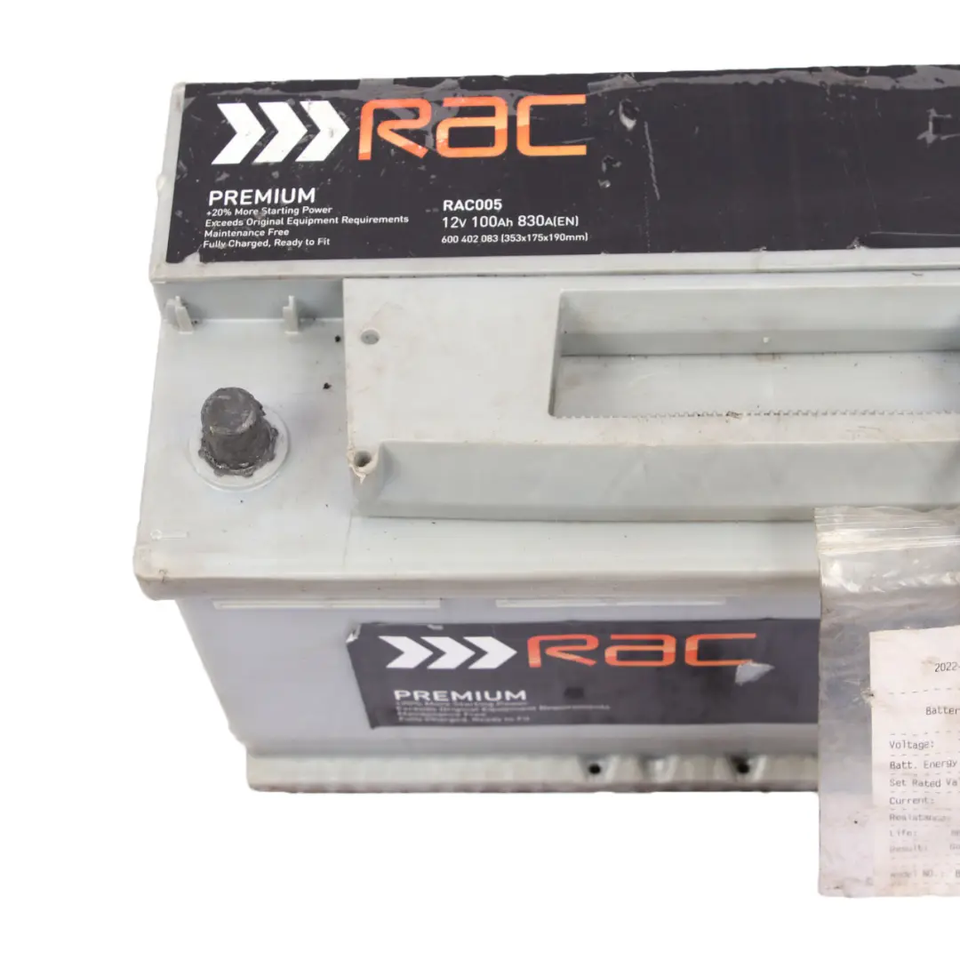 VARTA RAC Accumulator Battery 100Ah 830A 12V RAC005 to with Part number Varta Rac 100Ah Accumulator VARTA RAC Accumulator Battery 100Ah 830A 12V RAC005 - SKU Varta Rac 100Ah Accumulator - Part number Varta Rac 100Ah Accumulator