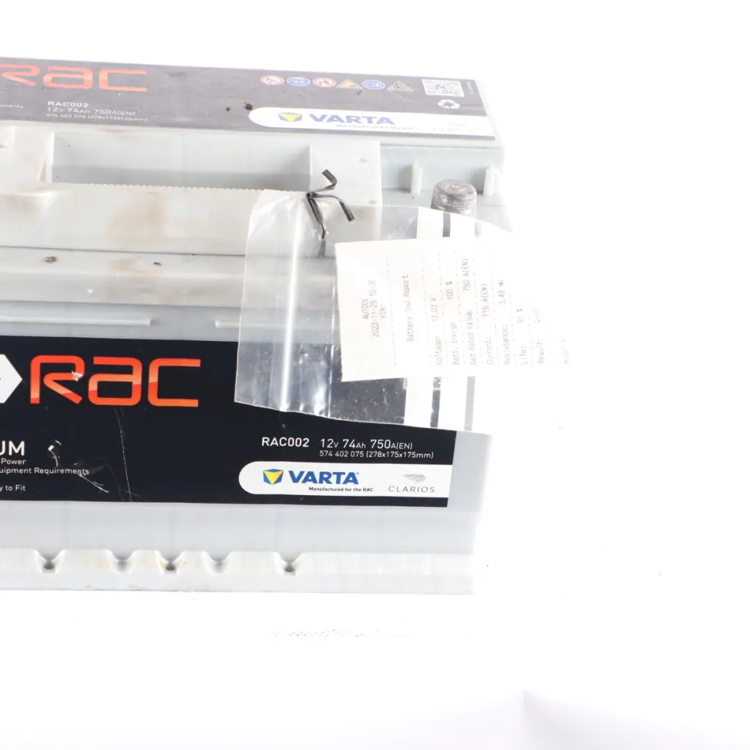 VARTA RAC Accumulator Battery 74Ah 750A 12V RAC002 to with Part number Varta Rac 74Ah Accumulator VARTA RAC Accumulator Battery 74Ah 750A 12V RAC002 - SKU Varta Rac 74Ah Accumulator-1 - Part number Varta Rac 74Ah Accumulator