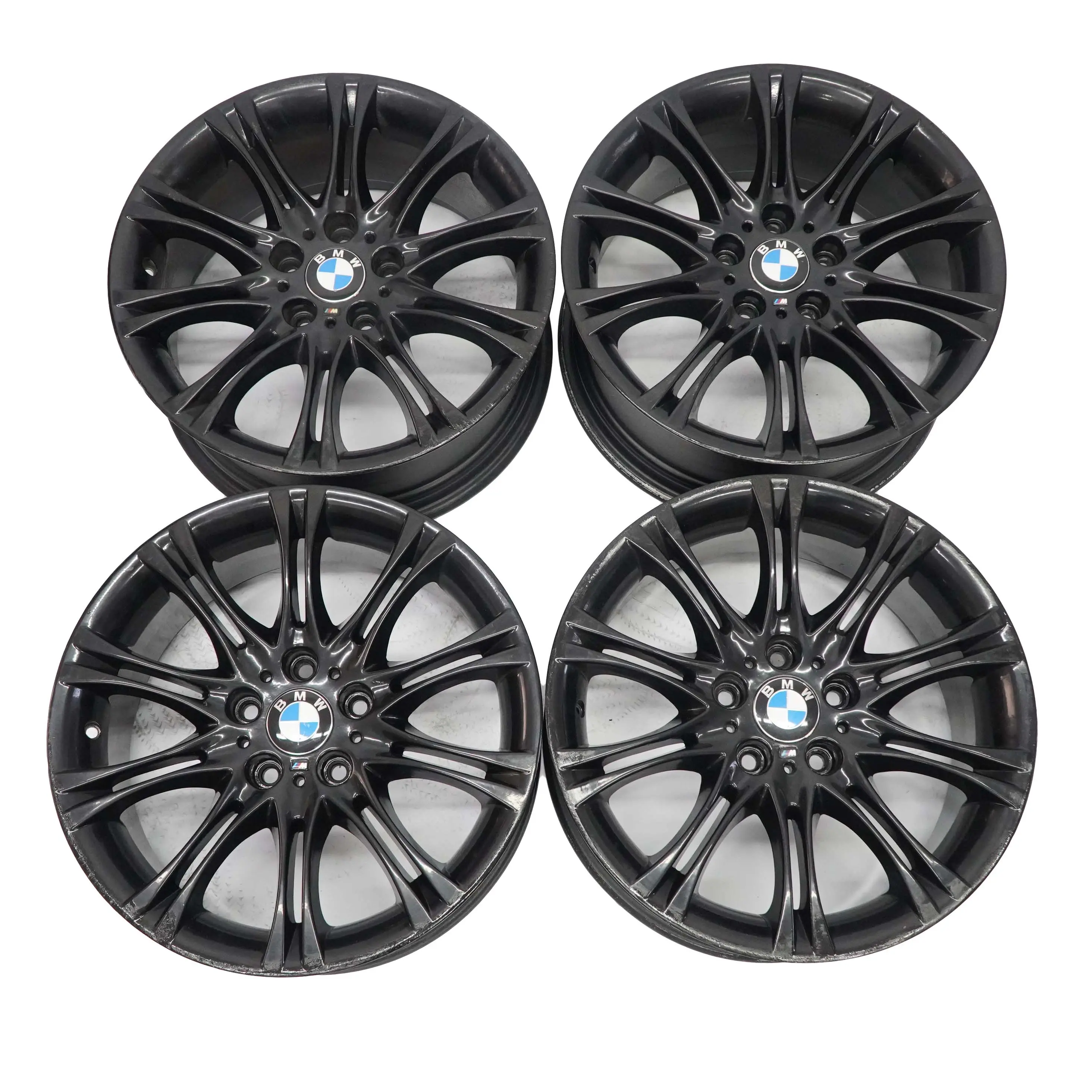 BMW E90 E91 Argento Set completo 4x cerchi in lega nero 18" 8J VIA