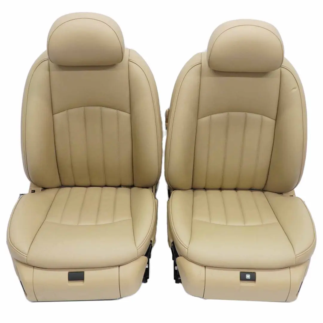  Seats Mercedes W219 Coupe Sedan Heated Leather Bucksin Brown Front Rear Seat - SKU W219 Seats Leather Brown Bucksin - Part number W219 Seats Leather Brown Bucksin
