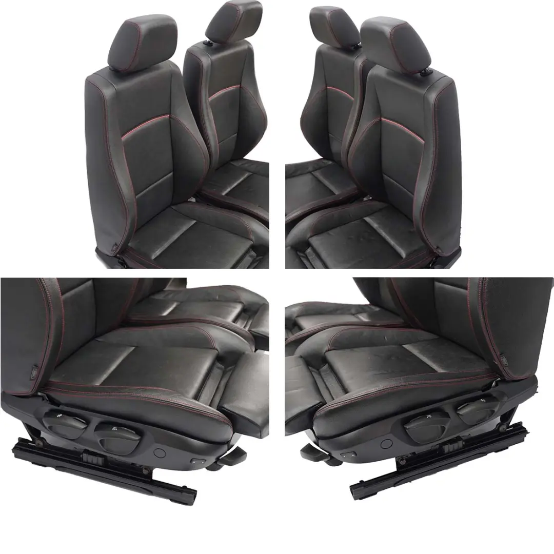 Asientos Sport Cuero Negro Interior Delanteros Traseros Hilos Rojos para BMW E84 con número de pieza X1 E84 BMW E84 Asientos Sport Cuero Negro Interior Delanteros Traseros Hilos Rojos - SKU X1 E84 Seats Sport Black Leather (LUG9) - Número de pieza X1 E84