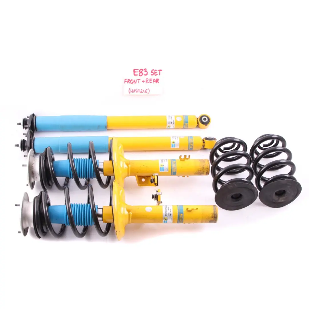 Bilstein Front Rear Left Right Suspension Strut Coil Spring Set to BMW X3 E83 with Part number X3 E83 Bilstein Spring Set BMW X3 E83 Bilstein Front Rear Left Right Suspension Strut Coil Spring Set - SKU X3 E83 Bilstein Spring Set - Part number X3 E83 Bilstein Spring Set