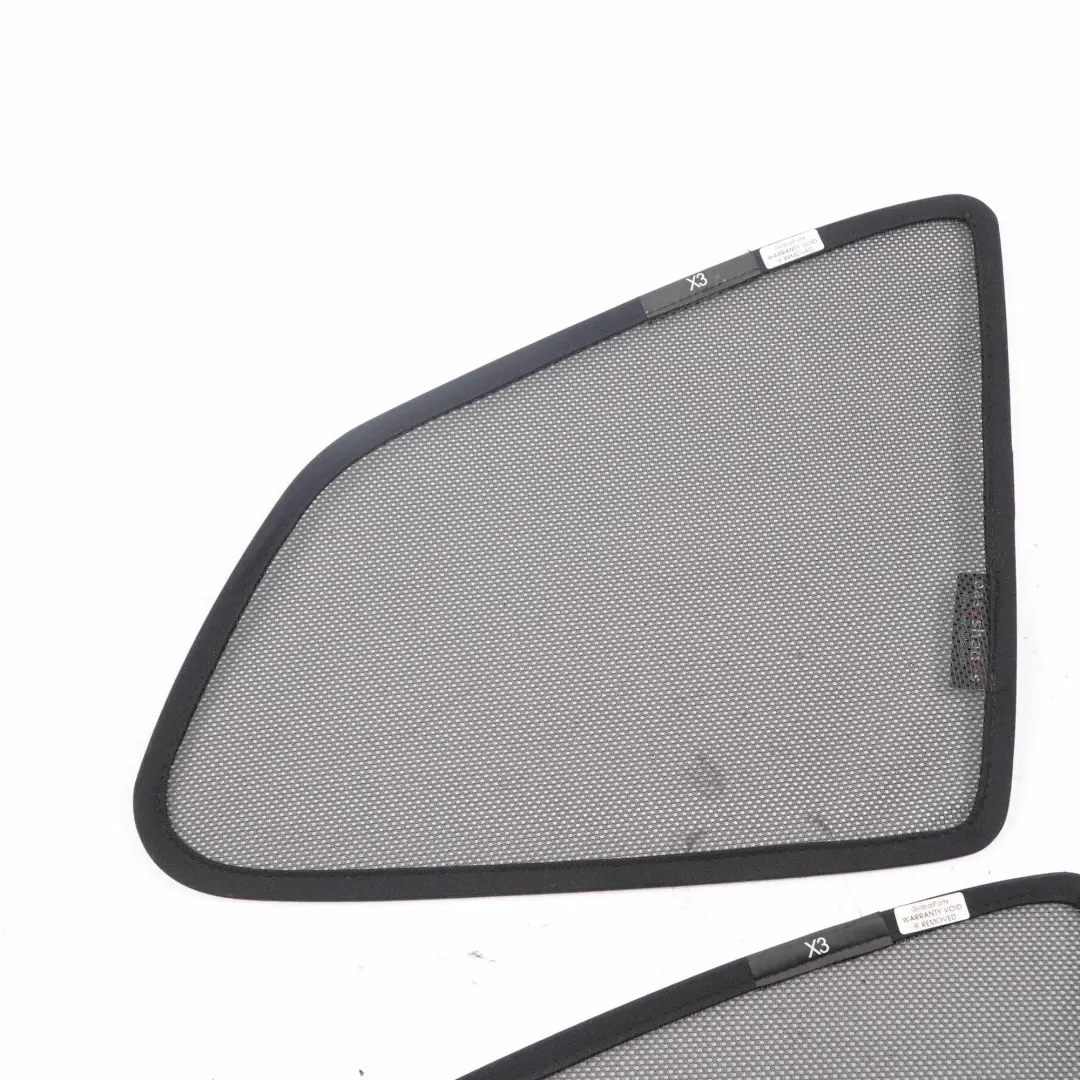 Side Windows BMW X3 E83 Easyshades Quarter Window Shades Sun Covers Set to Rear with Part number X3 E83 Shades Set Rear Side Windows BMW X3 E83 Easyshades Quarter Window Shades Sun Covers Set - SKU X3 E83 Shades Set - Part number X3 E83 Shades Set
