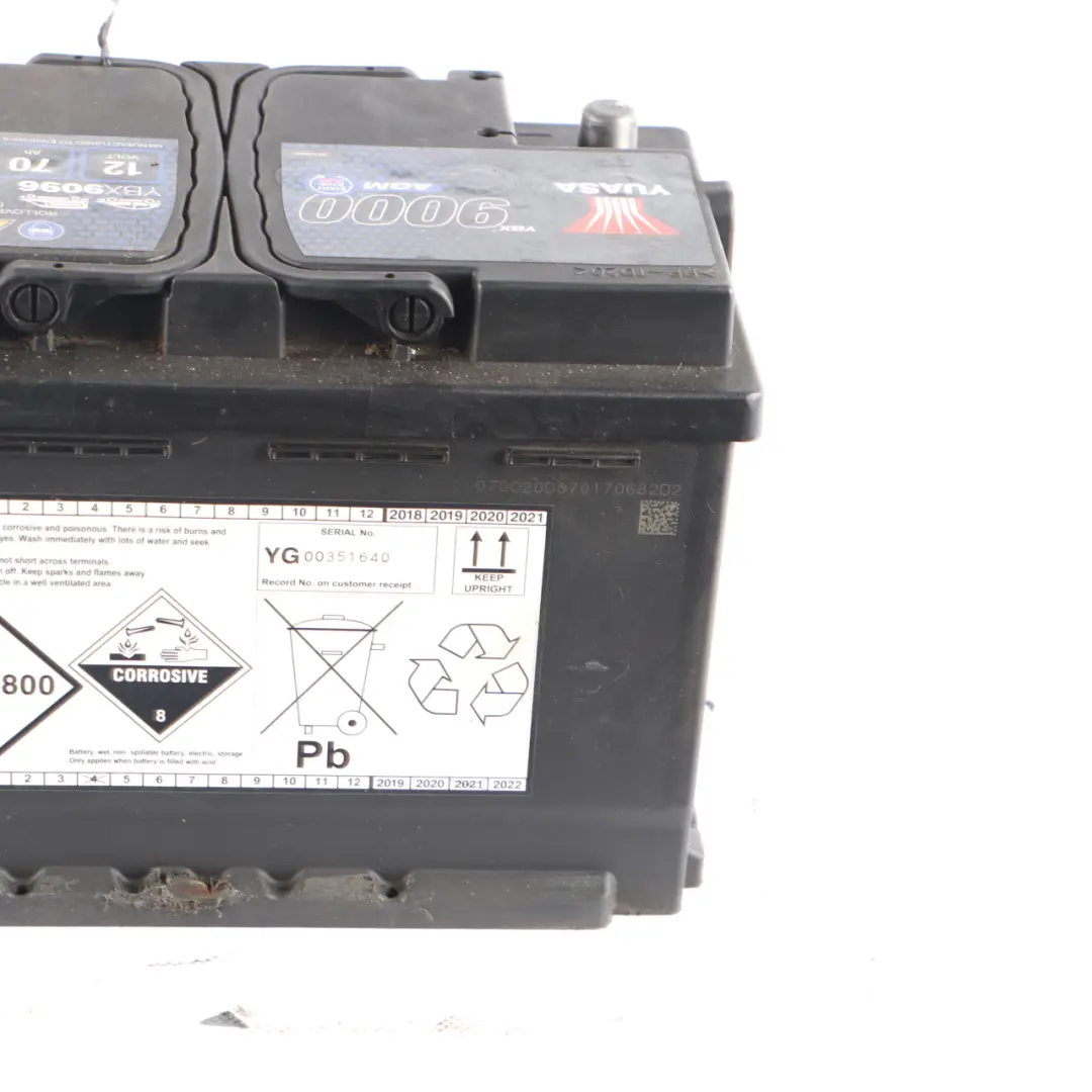  YUASA YBX 9000 AGM Start Stop 12V Accumulator Battery 70Ah 760A YBX9096 - SKU YUASA YBX 9000 AGM 70Ah Accumulator - Part number YUASA YBX 9000 AGM 70Ah Accumulator