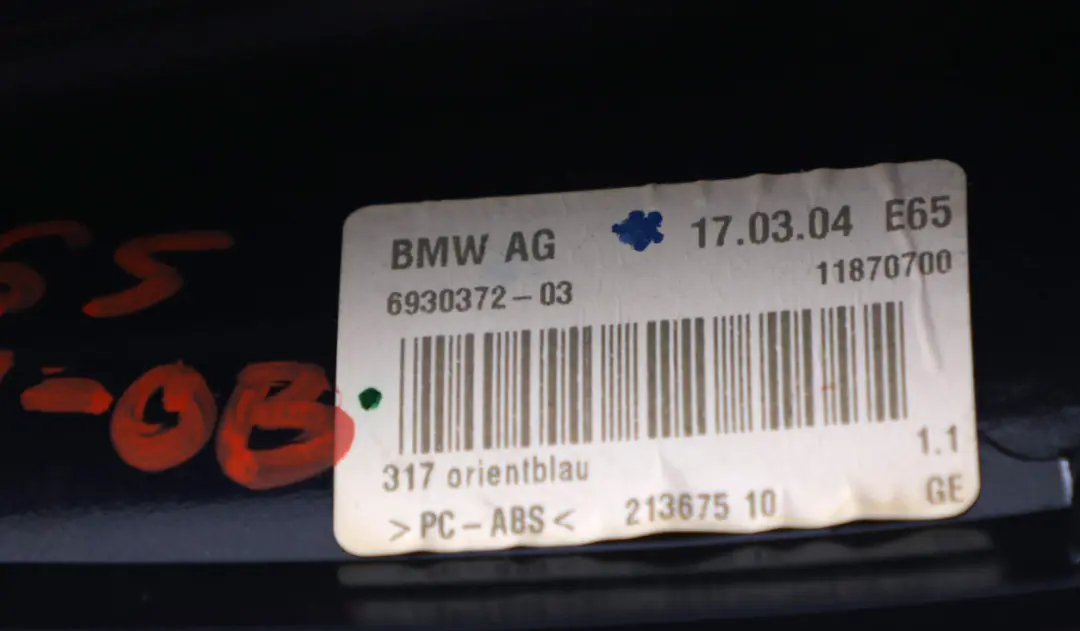 BMW 7 er E65 E66 Leergehäuse Dachantenne Lackiert Orientblau Metallic - SKU 0153131-OB - Teilenummer 0153131