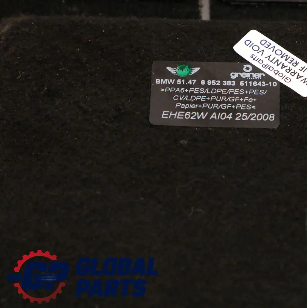 Podłoga Wykładzina Bagażnika Tył do Mini Cooper Clubman R55 o numerze 6952383 Mini Cooper Clubman R55 Podłoga Wykładzina Bagażnika Tył - SKU 6952383 - Numer Części 6952383