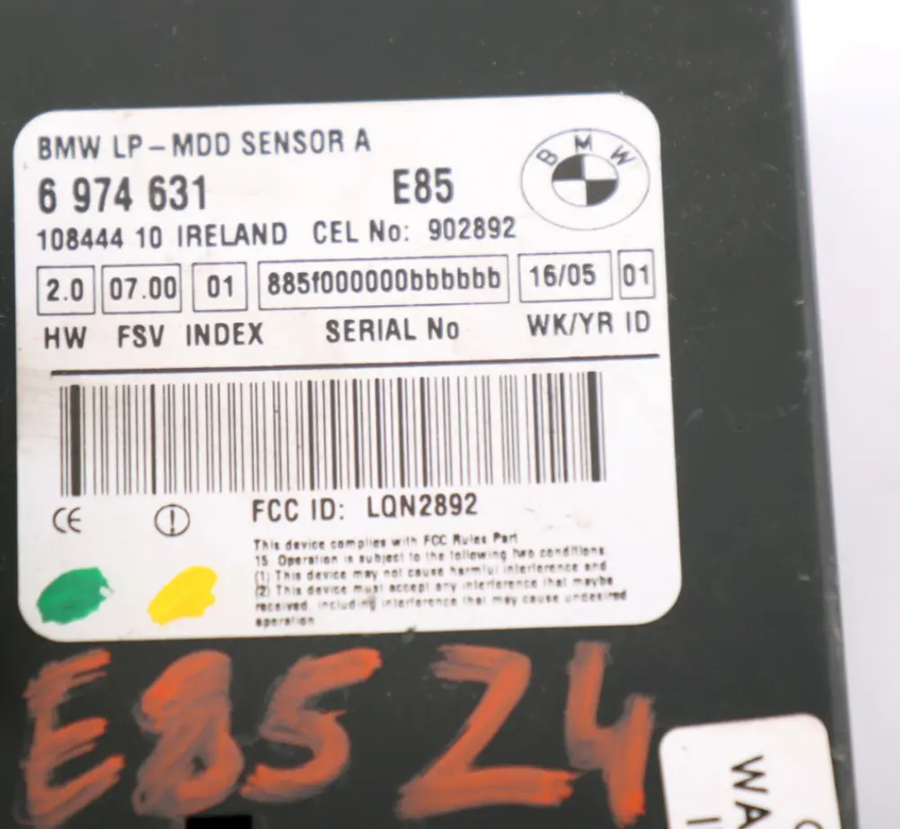 BMW Z4 Z3 Series E36 E85 Module Radar Burglar Alarm Sensor - SKU 6974631 - Part number 6974631
