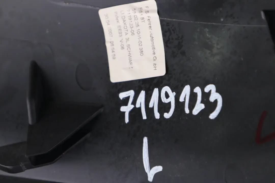 BMW 5 Series E61 Touring Side Finisher Rear Seat Left N/S Black Leather - SKU 7119123 - Part number 7119123