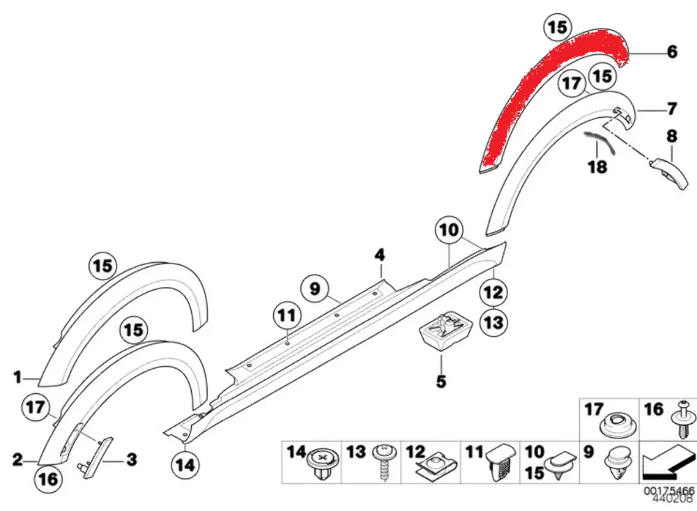 Distanziali Pareti Posteriore Sinistra per Mini Cooper One R56 R57 R58 con numero di parte 7157105 Mini Cooper One R56 R57 R58 Distanziali Pareti Posteriore Sinistra - SKU 7157105 - Numero di parte 7157105
