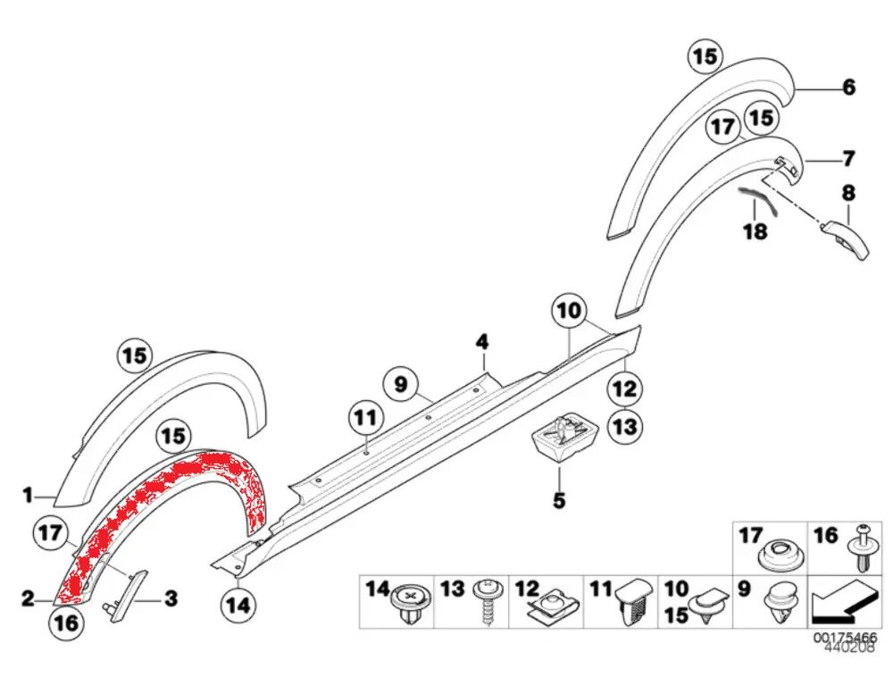 Mini Cooper R56 R57 Cover Wheel Arch Front Right O/S British Racing Green - SKU 7216072-BRG - Part number 7216072