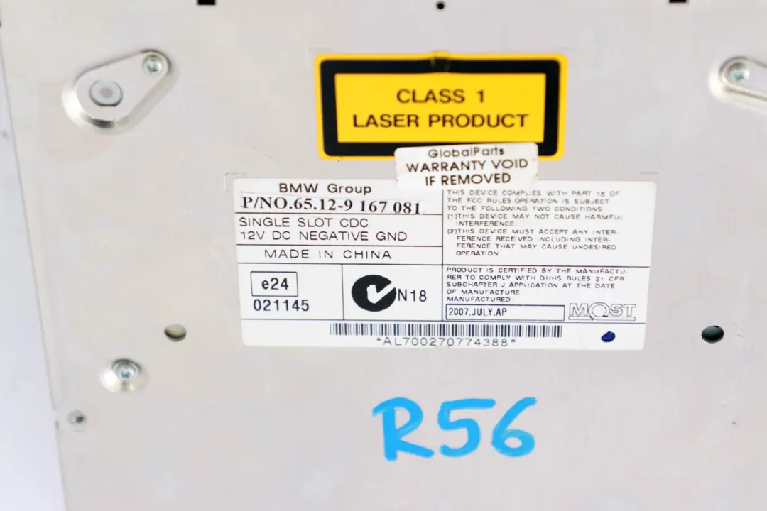 BMW Mini Cooper One R55 R56 R57 CD Changer 6 Disc Player - SKU 9167081 - Part number 9167081