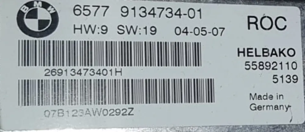 Rollover Control Controller Module BMW E93 E64 Convertible - SKU 9179400 - Part number 9179400