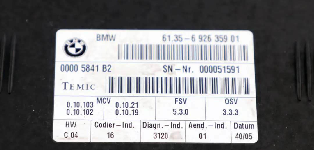 BMW E87 E90 E91 E92 Module de commande du siège ECU 6926371 - SKU 9196936 - Numéro de pièce 9196936