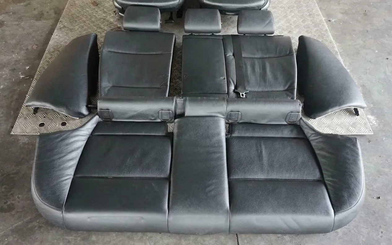BMW 3 Series E91 Black Leather Interior Rear Seats Sofa Bench Backrest