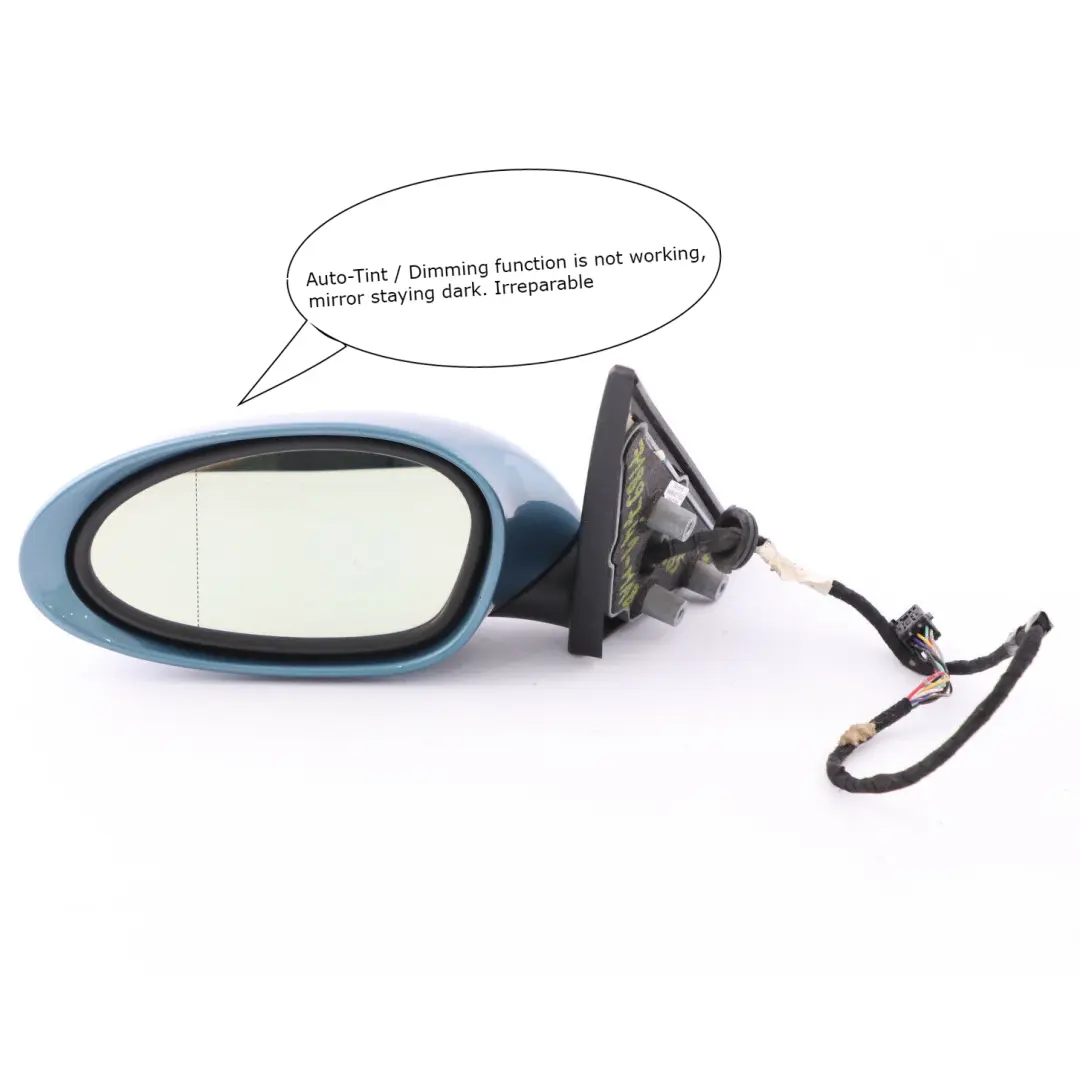 Left Auto Dip Power Fold Wing Mirror N/S Maledivenblau Blue to BMW Z4 Series E85 with Part number 7189741 BMW Z4 Series E85 Left Auto Dip Power Fold Wing Mirror N/S Maledivenblau Blue - SKU rhd-7189741-MAB - Part number 7189741
