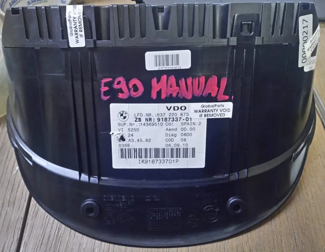 Instrument Cluster BMW E90 E91 E92 Petrol Speedo Clocks Manual to with Part number 9187337 Instrument Cluster BMW E90 E91 E92 Petrol Speedo Clocks Manual - SKU rhd-9187337 - Part number 9187337